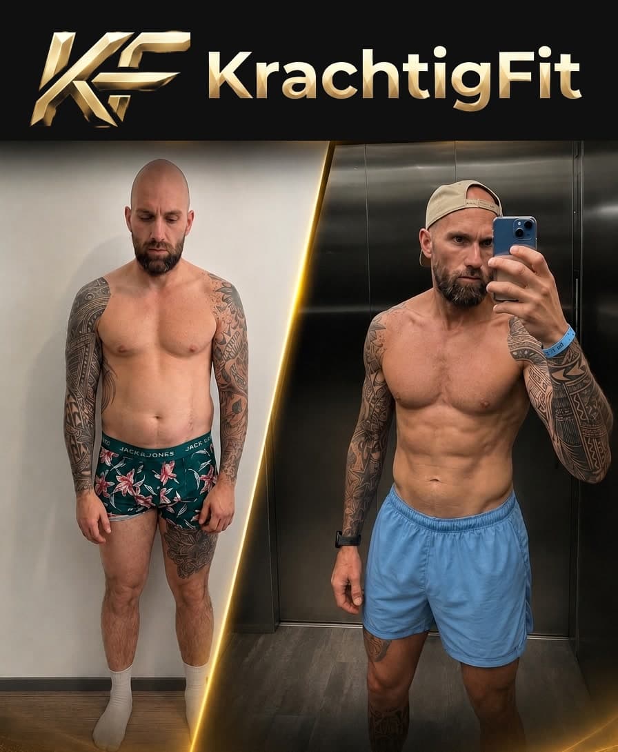 Before and after result from a KrachtigFit client